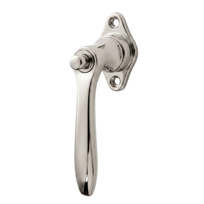 Halbolive mit Druckknopf vernickeltes Messing poliert Modell "Art Nouveau N"