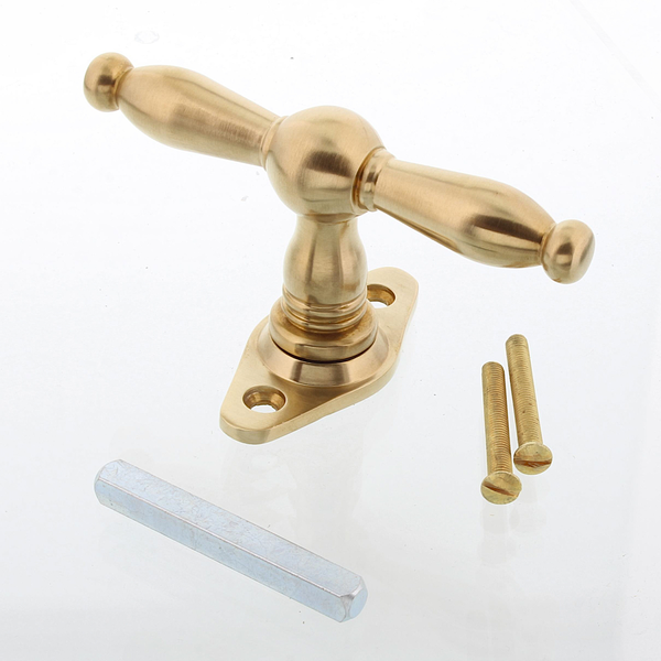 Fensterolive Biedermeier - Vollolive - Messing patiniert - Antiker Fenstergriff P3131