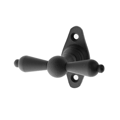 Fensterbeschlag aus Gusseisen schwarz, authentisch, schlichtes Design..