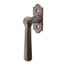 Fensterbeschlag aus Messing dunkel patiniert, braun, klassische Form