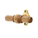 Historischer Fenstergriff aus Wildeiche mit Rosette in Messing poliert – Modell Westerberg B