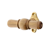 Fenstergriff aus Wildeiche mit Rosette in patiniertem Messing – Modell Westerberg P