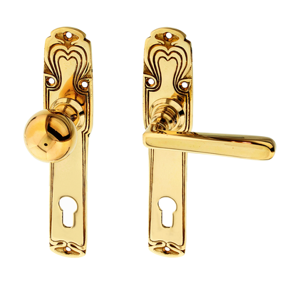 Jugendstil Haustürbeschlag aus Messing typische Form gold