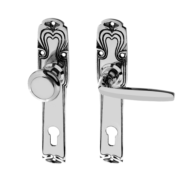 Jugendstil Haustürbeschlag ausMessing organische Form mittelgroß,klein,klein