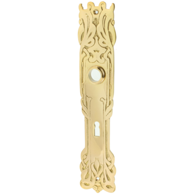 Langschild aus Messing Jugendstil geschwungene Form groß