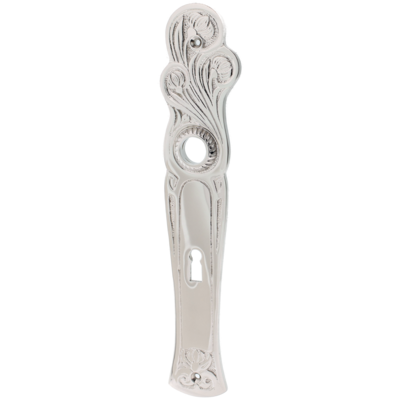 Langschild aus Messing Jugendstil geschwungene Form silber