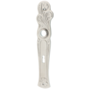 Langschild aus Messing Jugendstil geschwungene Form silber matt