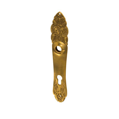 Jugendstil Langschild aus Messing verziertes Muster matt gold