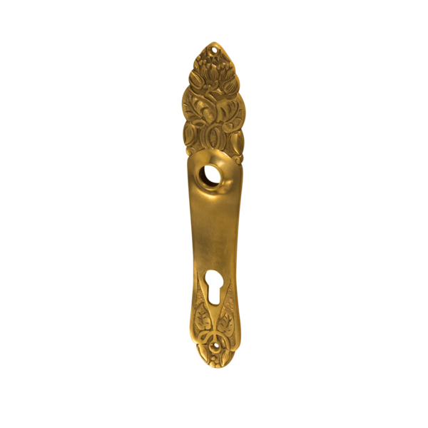Jugendstil Langschild aus Messing verziertes Muster matt gold