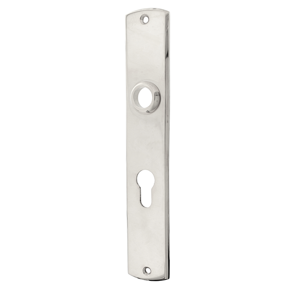 Langschild aus Messing vernickelt, hochglanz poliert silber typische Form