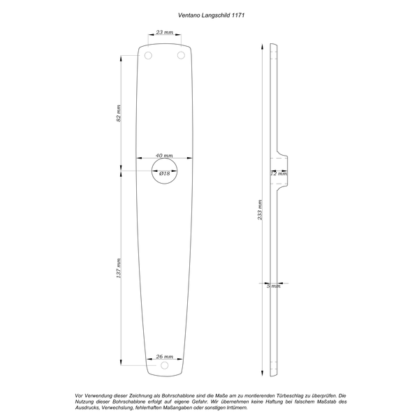 Dimension Langschild 1171