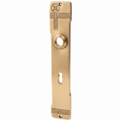 Jugendstil Langschild aus Messing - verziertes Muster - matt gold