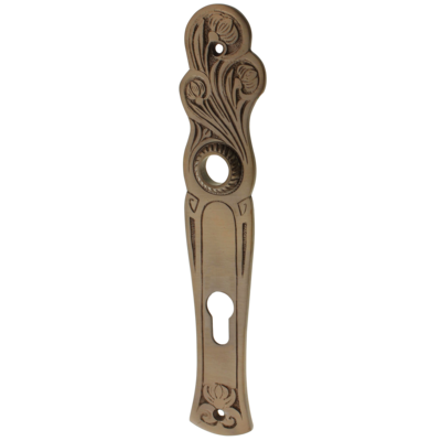 Langschild aus Messing Jugendstil außergewöhnliche Form mittelgroß