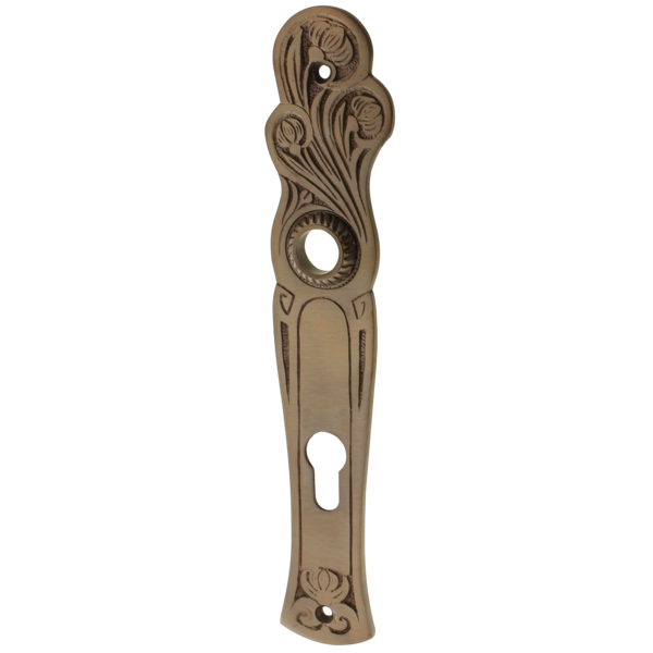 Langschild aus Messing Jugendstil außergewöhnliche Form mittelgroß