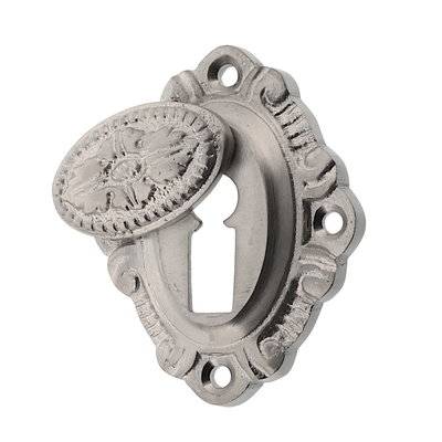 Jugendstil Buntbartrosette aus Messing - klassische Form - silber