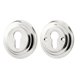 Zylinderrosette aus Messing vernickelt, hochglanz poliert silber typische Form