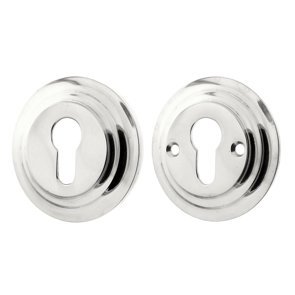 Zylinderrosette aus Messing vernickelt, hochglanz poliert silber typische Form