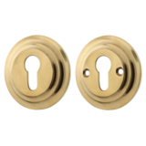 Schlüssellochrosette aus Messing patiniert, matt gold, schlichtes Design