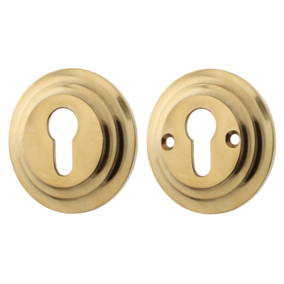 Schlüssellochrosette aus Messing patiniert, matt gold, schlichtes Design