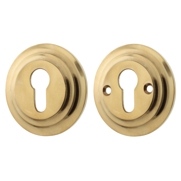 Schlüssellochrosette aus Messing patiniert, matt gold, schlichtes Design