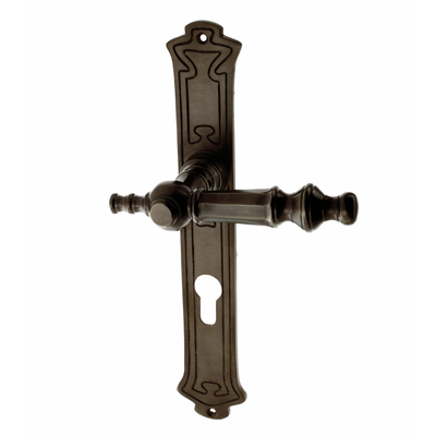 Jugendstil Wohnungstürbeschlag ausMessing ergonomische Form mittelgroß,groß