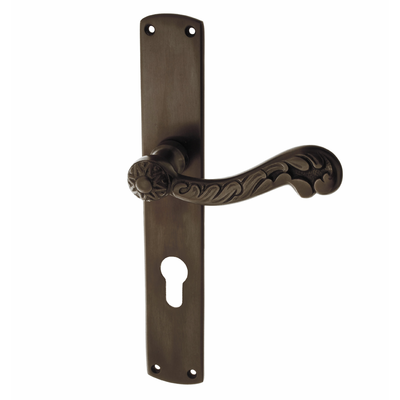 Wohnungstürbeschlag Jugendstil dunkel patiniert schlanke Form mittelgroß,mittelgroß,mittelgroß
