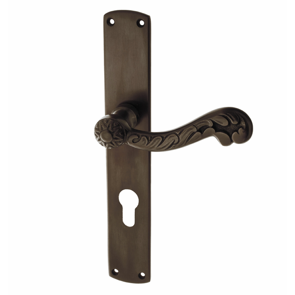 Wohnungstürbeschlag Jugendstil dunkel patiniert schlanke Form mittelgroß,mittelgroß,mittelgroß