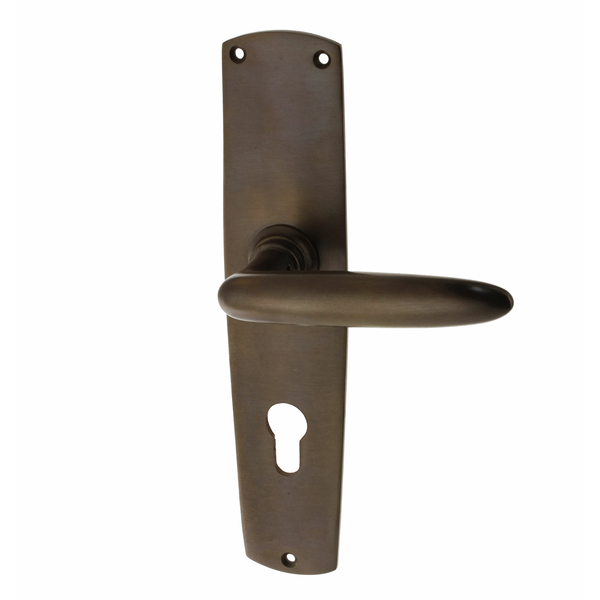 Wohnungstürbeschlag dunkel patiniert aus Messing braun elegantes Design