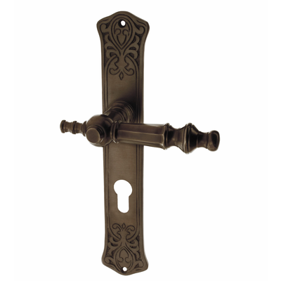 Jugendstil Wohnungstürbeschlag aus Messing verziertes Muster braun