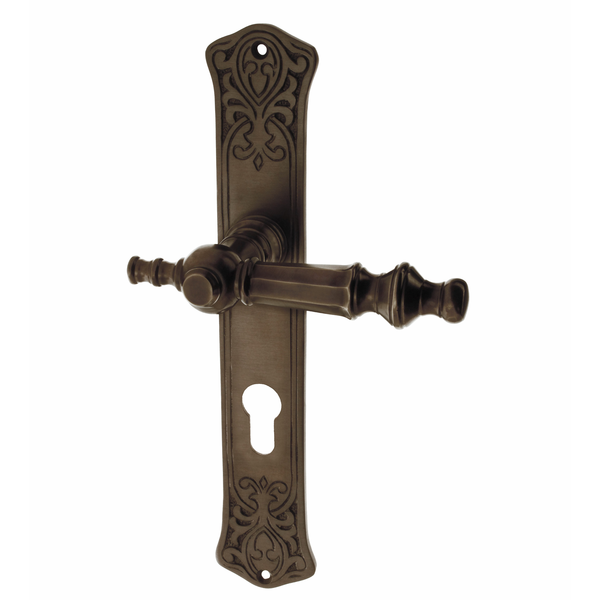 Jugendstil Wohnungstürbeschlag aus Messing verziertes Muster braun