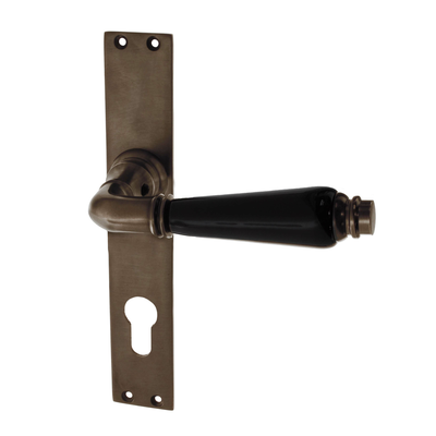 Wohnungstürbeschlag aus Messing Jugendstil markante Form braun