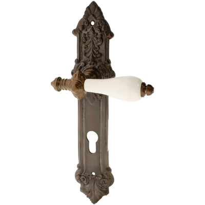 Wohnungstürgarnitur Friedwin in Messing, antik