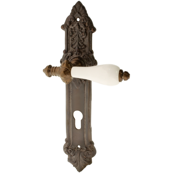 Wohnungstürgarnitur Friedwin in Messing, antik