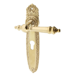 Jugendstil Wohnungstürbeschlag aus Messing kugelförmiger Griffkopf gold