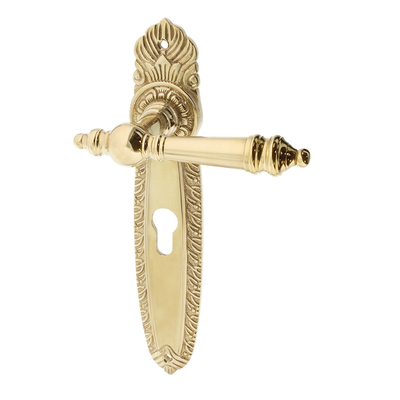 Jugendstil Wohnungstürbeschlag aus Messing kugelförmiger Griffkopf gold