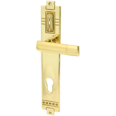 Wohnungstürgarnitur Saalach in Messing, poliert