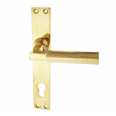 Messing Wohnungstürbeschlag poliert in gold Bauhaus Stil