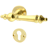 Wohnungstürbeschlag aus Messing poliert gold ergonomische Form