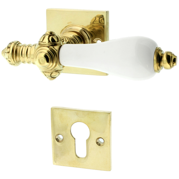 Messing Wohnungstürbeschlag poliert in gold - Bauhaus Stil