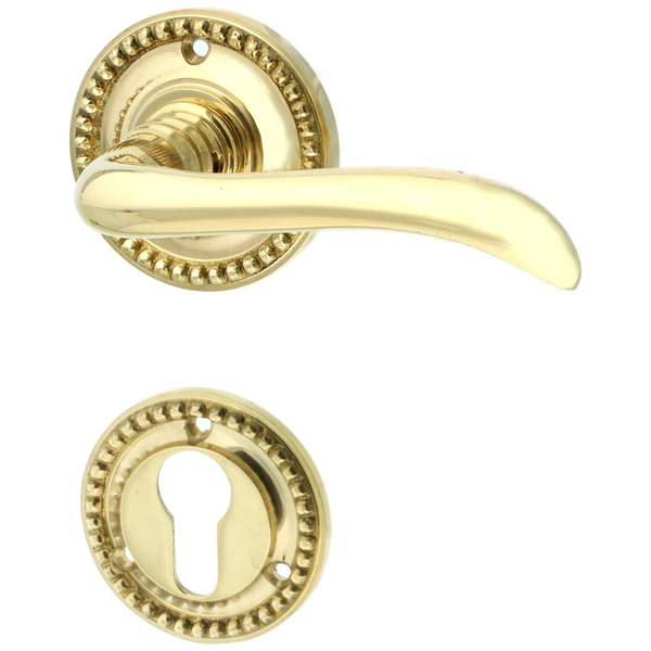 Wohnungstürbeschlag aus Messing poliert gold ergonomische Form