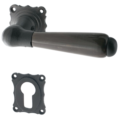 Wohnungstürbeschlag aus Gusseisen schwarz authentisch schlanke Form