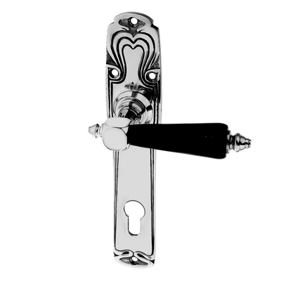 Wohnungstürbeschlag vernickelt, hochglanz poliert aus Messing silber elegantes Design