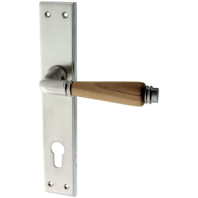 Wohnungstürbeschlag Jugendstil vernickelt, matt gebürstet ergonomische Form mittelgroß