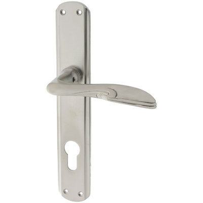 Messing Türbeschlag vernickelt, matt gebürstet schlichtes Design silber