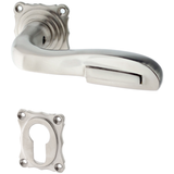 Türbeschlag aus Messing vernickelt, matt gebürstet, silber, ergonomische Form