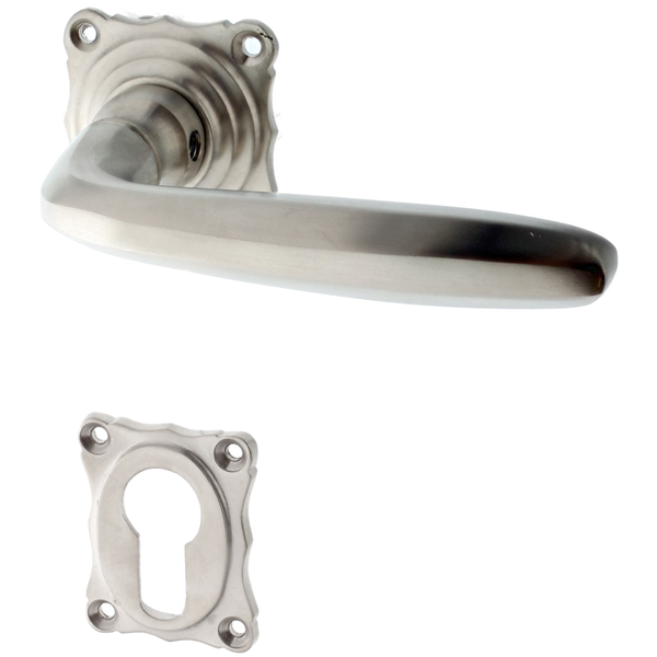Jugendstil Wohnungstürbeschlag aus Messing - typische Form - silber