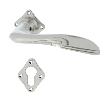 Türbeschlag aus Messing, Jugendstil - quadratische Form | silber