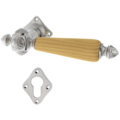 Wohnungstürbeschlag aus Messing - Jugendstil - quadratische Form | silber