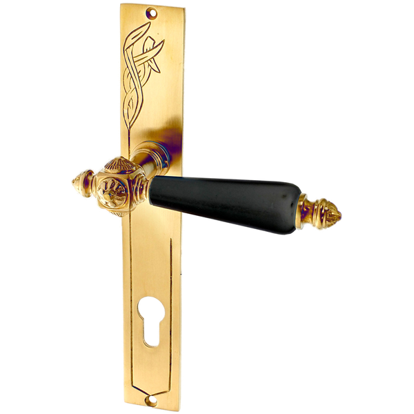 Wohnungstürgarnitur Dietgard in Messing, patiniert