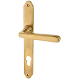 Wohnungstürbeschlag aus Messing Jugendstil gerade Form matt gold